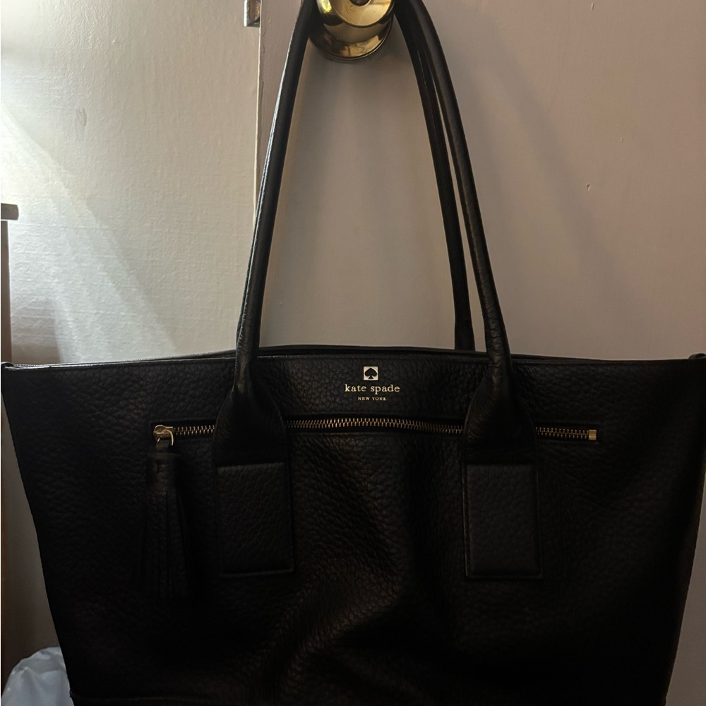 Kate Spade Black Textured Tote Bag